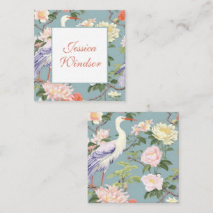 Chinoiserie Floral Jade Egret Gift Enclosure Card