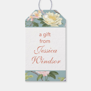 Chinoiserie Floral Jade Egret Gift Tags