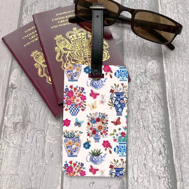 Chinoiserie Floral Luggage Tag Women Travel Chic (Chinoiserie Floral Luggage Tag Women Travel Chic)