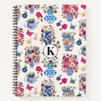 Chinoiserie Floral Monogram Notebook Planner