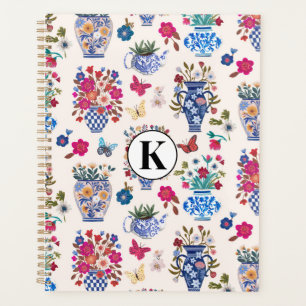 Chinoiserie Floral Monogram Planner