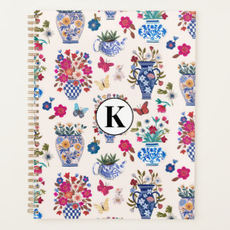 Chinoiserie Floral Monogram Planner