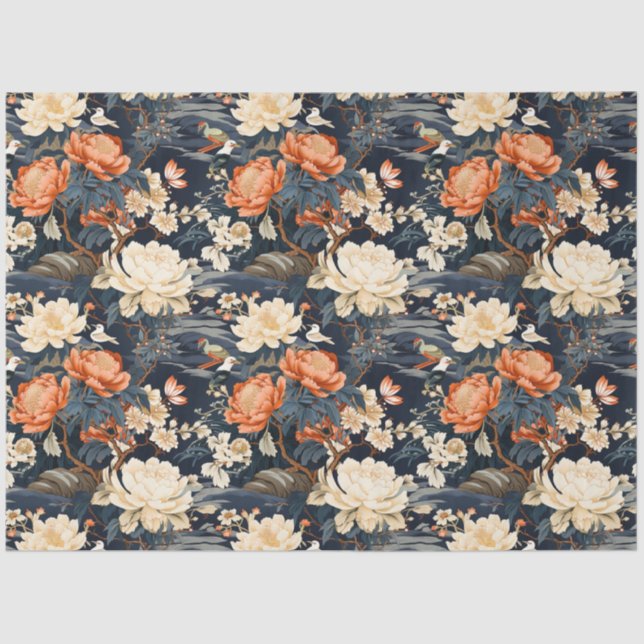 Chinoiserie Floral Pattern Tissue Paper (Front)