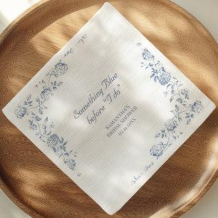 Chinoiserie Floral Something Blue Bridal Shower Napkin