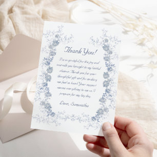Chinoiserie Floral Something Blue Bridal Shower Thank You Card