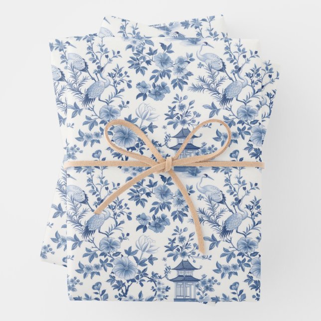 Chinoiserie Floral Wrapping Paper Sheet (In situ)