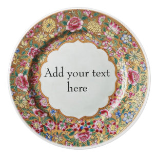 Chinoiserie Flowers Gold Ceramic Style Personalise Knob