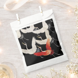 Chinoiserie Flying Crane Zen Minimalist Kimono Art Favour Bag
