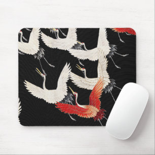 Chinoiserie Flying Crane Zen Minimalist Kimono Art Mouse Pad