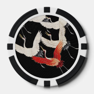 Chinoiserie Flying Crane Zen Minimalist Kimono Art Poker Chips