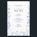 Chinoiserie French Blue Victorian Wedding Menu<br><div class="desc">Introducing our glamourous Chinoiserie French Blue Victorian Wedding Menu! Elegantly crafted with a hand-drawn design and featuring exquisite blue garden flowers, buzzing bees, and delicate butterflies, this is a timeless menu for your special day that won’t soon be forgotten. Perfectly crafted to match the style of even the most sophisticated...</div>
