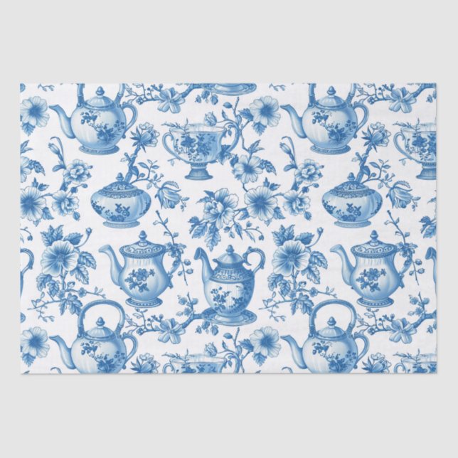 Chinoiserie French Toile Du Jouy Tea Pattern Tissue Paper (Front)
