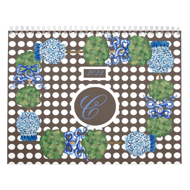 Chinoiserie Garden Topiary Ginger Jar Jars Calendar (Cover)