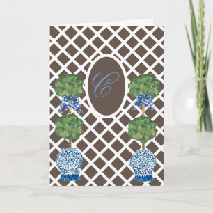 Chinoiserie Garden Topiary Ginger Jar Jars Card