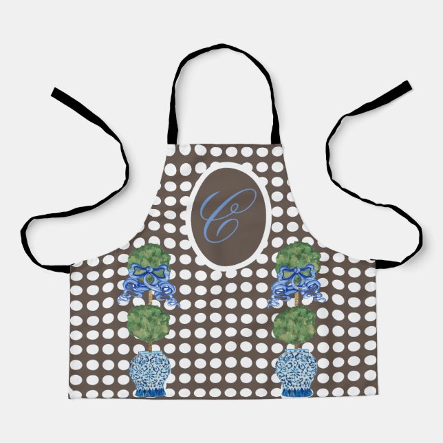 Chinoiserie Garden Topiary Ginger Jar Jars Kids  Apron (Front)