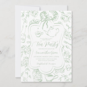 Chinoiserie Gender Neutral Tea Party Baby Shower Invitation