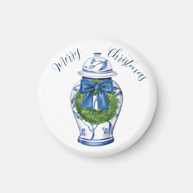 Chinoiserie Ginger Jar Christmas Magnet (Front)