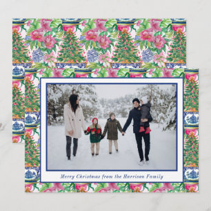 Chinoiserie Ginger Jar Christmas Tree Photo Holiday Card