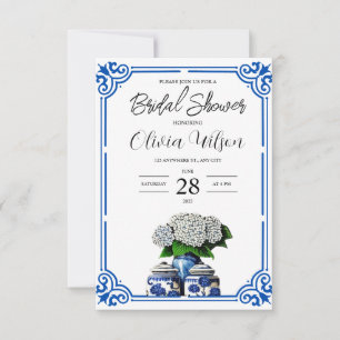 Chinoiserie Ginger Jar & Hydrangea Invitation