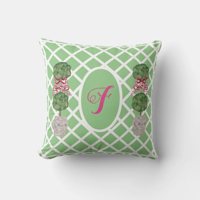 Chinoiserie Ginger Jar Jars Topiary  Cushion (Front)