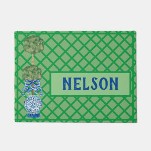 Chinoiserie Ginger jar jars Topiary Rug Doormat