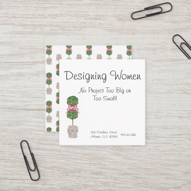 Chinoiserie Ginger Jar Jars Topiary Square Business Card (Front/Back In Situ)