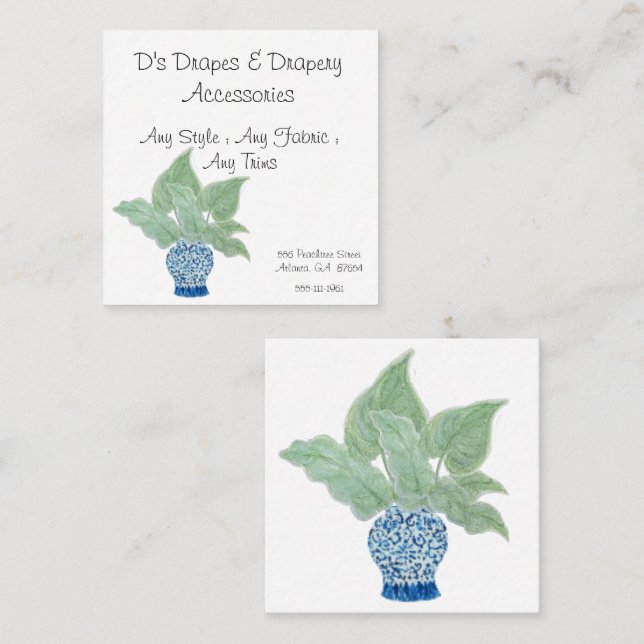 Chinoiserie Ginger Jar Jars Tropical Leaves Square Business Card (Front/Back)