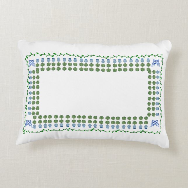 Chinoiserie Ginger Jar Topiary  Lumbar  Decorative Cushion (Back)