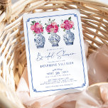 Chinoiserie Ginger Jars Pink Peonies Bridal Shower Invitation<br><div class="desc">Our exquisite bridal shower invitation is a perfect blend of timeless elegance and contemporary design. Inspired by the delicate beauty of blue and white ginger jars and the romantic allure of pink blush peonies,  this invitation is a stunning choice for a truly memorable bridal shower.</div>