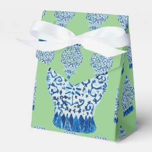 Chinoiserie Green Blue Ginger Jar Bag   Favour Box