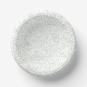 Chinoiserie Green Sage Peony Wedding Paper Plate