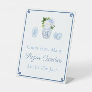 Chinoiserie Guess How Many Blue And White Table Pedestal Sign
