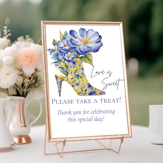 Chinoiserie High-Heel Shoe Love is Sweet Sign Table Number (Creator Uploaded)