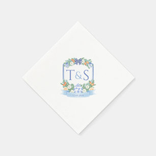 Chinoiserie Holidays Couples Crest Wedding Party Napkin