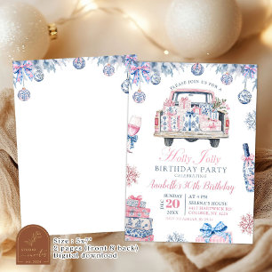 Chinoiserie Holly Jolly Adult Birthday Party Invitation