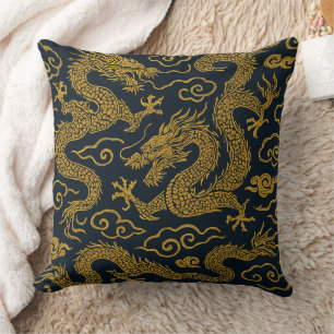Chinoiserie Imperial Dragon & Cloud Cushion