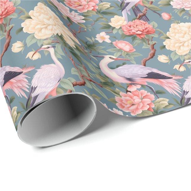 Chinoiserie Jade Egret Wrapping Paper (Roll Corner)