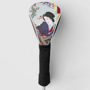 Chinoiserie Japanese Lady & Red Cherry Blossom Golf Head Cover