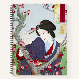 Chinoiserie Japanese Lady & Red Cherry Blossom Notebook