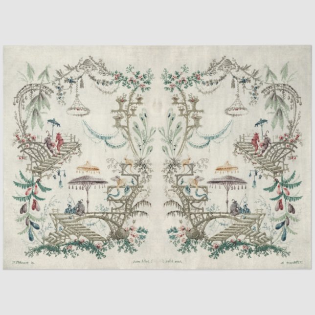 Chinoiserie Jean-Baptiste Pillement Vintage Art Tissue Paper (Front)