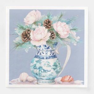 Chinoiserie Jug with Pinecones and Seashells  Napkin