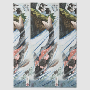 Chinoiserie Koi Carp Waterfall Japanese Art Tissue Paper
