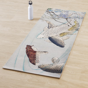 Chinoiserie Koi Fish & Purple Wisteria Print Yoga Mat