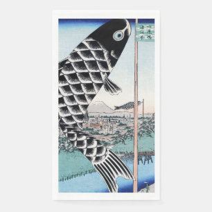 Chinoiserie Koinobori Carp & Fuji Landscape Napkin