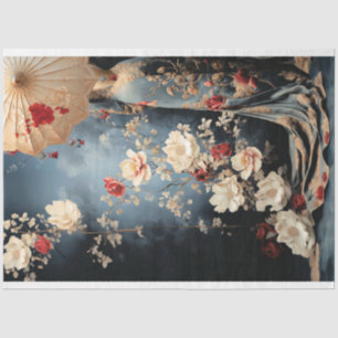 Chinoiserie Lady standing with a parasol Portrait  Tissue Paper