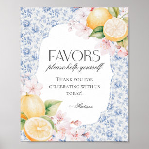 Chinoiserie Lemon Tea Floral Toile Favours Sign