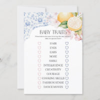 Chinoiserie Lemon Tea Party Baby Traits Game