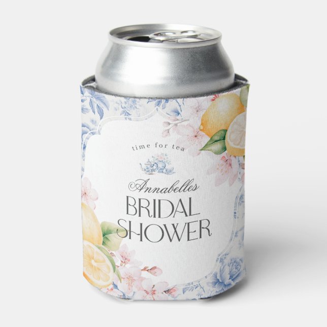 Chinoiserie Lemon Tea Party Bridal Shower Favour Can Cooler (Can Front)