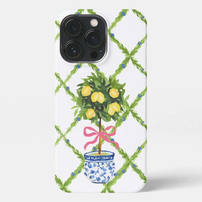 Chinoiserie  Lemon Topiary, Grandmillenial iPhone Case (Back)