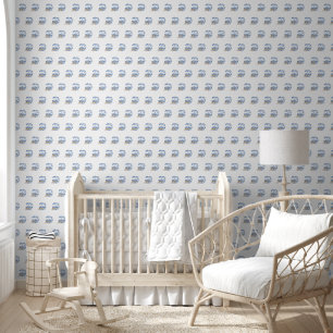 Chinoiserie Leopard Willow Tree Blue and White Wallpaper